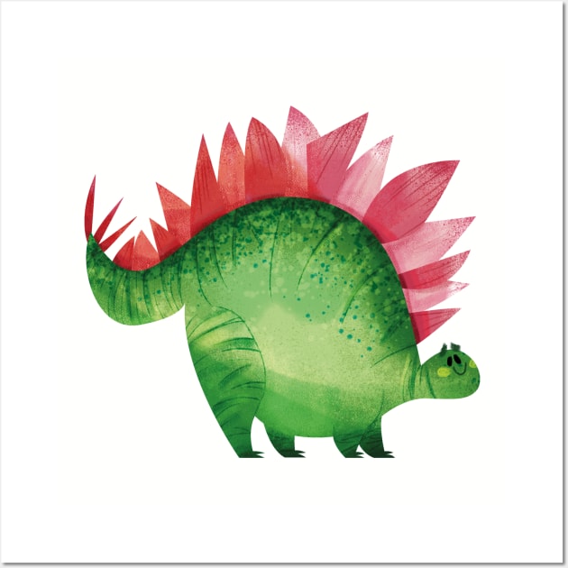 Happy Stegosaurus Dinosaur Wall Art by Geeksarecool